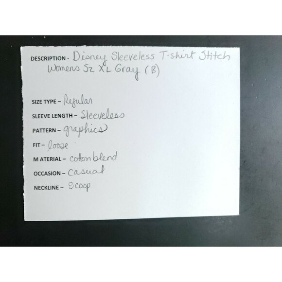 Disney Sleeveless T Shirt Stitch Women's Size XL Gray (B) - Picture 7 of 7